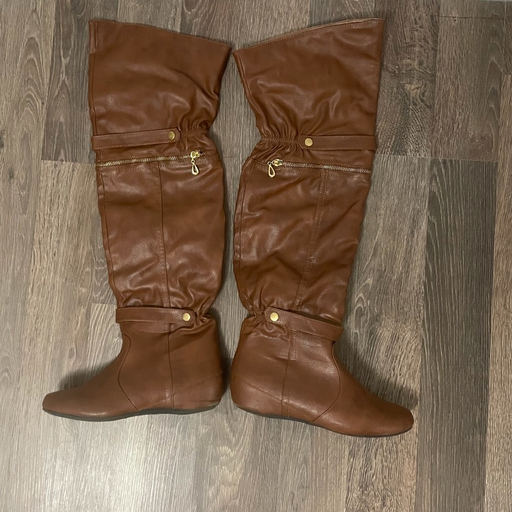 JustFab, Tan Over-the-Knee Boot, Size 7.5